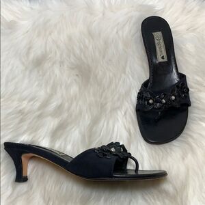 Brighton Black Mules with Embellished Detail